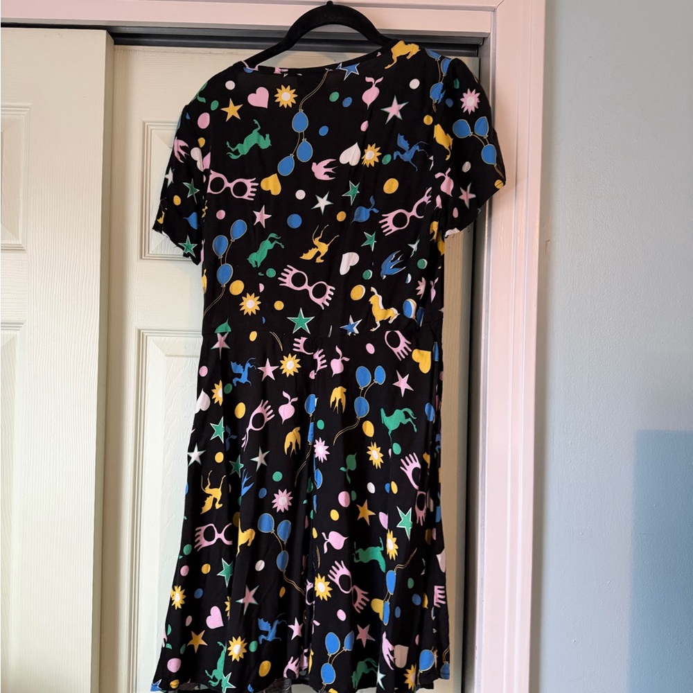 Hot Topic Black Mini Dress with Colorful Patterns - Picture 2 of 2